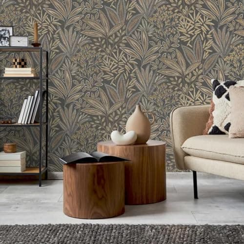 Image of Crown Sahara Leaf Deep Mocha Wallpaper M1785