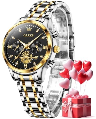 Image of OLEVS Women Watches Luxury Diamond Wrist Watches for Women Gold and Silver Stainless Steel Waterproof with Date Quartz Ladies Watch