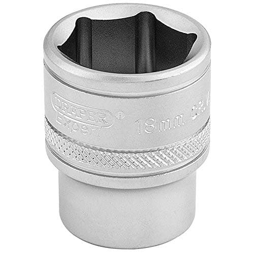 Image of Draper 16544 3/8-Inch Square Drive 6 Point Metric Socket, 18mm Size , Blue