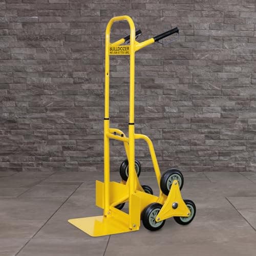 Image of Bulldozer PRO 200kg Load Capacity Hand Truck for Stairs, Tri-Star Wheel Design, Adjustable Footplate, Adjustable Height, Easy Movement, Angled Handle Grips, Heavy Duty, Durable Steel (58x54cm)