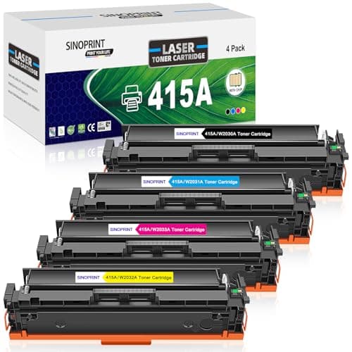 Image of SINOPRINT 415A Toner With Chip Compatible for HP 415A 415X Multipack for Color LaserJet Pro MFP M479dw M479fdw M479fnw M479fdn M454dn M454dw W2030A W2031A W2032A W2033A(Black Cyan Yellow Magenta)