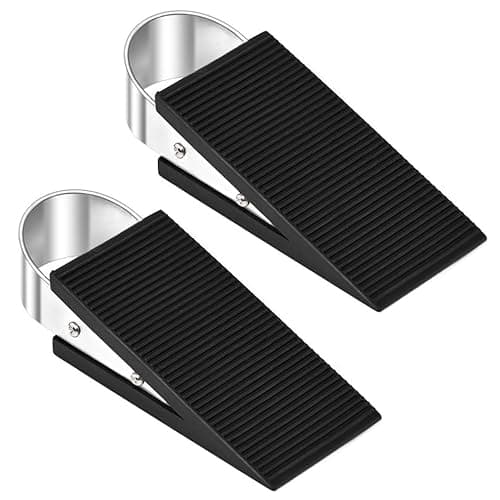 Image of Geila Door Wedges 2 Pack, Heavy Duty Rubber Door Stopper Non-Slip Door Stops for Interior Doors, Large Door Wedges Indoors Rubber for Home Office, Keep Baby Room Door Slightly Open