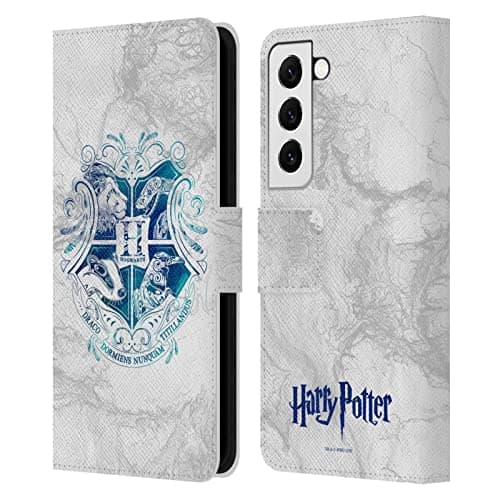 Image of Head Case Designs Officially Licensed Harry Potter Hogwarts Aguamenti Deathly Hallows IX Leather Wallet Case Compatible With Samsung Galaxy S22 5G