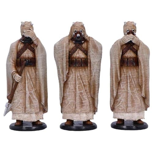 Image of Nemesis Now Three Wise Tusken Raiders Figurine Set 14.3cm – See Hear Speak No Evil Desert Warrior Collectible Figurines, Star Wars Sci-Fi Movie Decor