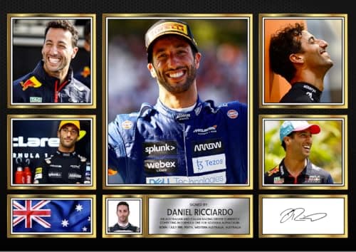 Image of Daniel Ricciardo Signed Autograph Photograph Display - Perfect for F1 Fans, A4 Poster Print (297x210mm) - Limited Edition Autograph Fan Gift – Collectible Memorabilia Merchandise