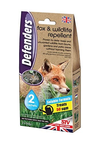 Image of 2XFox and Wildlife Repellent (Humane Fox, Rabbit and Bird Deterrent, Treats up to 50 sq m, Use on Lawns, Gardens, Flowerbeds and Patio Areas) - 2 x 50 g Sachets