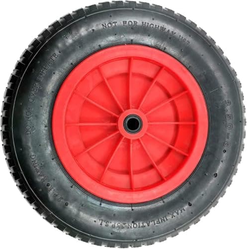 Image of Easy Shopping® 14" Inch Wheelbarrow Wheel Pneumatic Inflatable Tyre 3.50-8 REPLACEMENT RED Tyre Rubber Wheel
