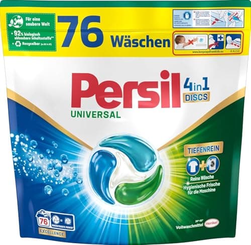 Image of Persil Universal 4-in-1 Disc, 76 count - Capsule Laundry Detergent with Active Freshness, Deep Clean-plus Technology, 92% Biodegradable Ingredients