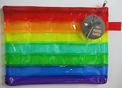 Image of 2 X Tiger pencil case - rainbow colours flat A5 size zippy bag - ideal for filing/storage/school
