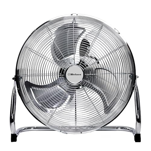 Image of Belaco 18 Inch Metal Floor Fan, High Velocity Chrome Cooling Stand Fan, 3 Speed Air Circulator, Heavy Duty High Airflow for Home, Office & Commercial Use – BLFF-50