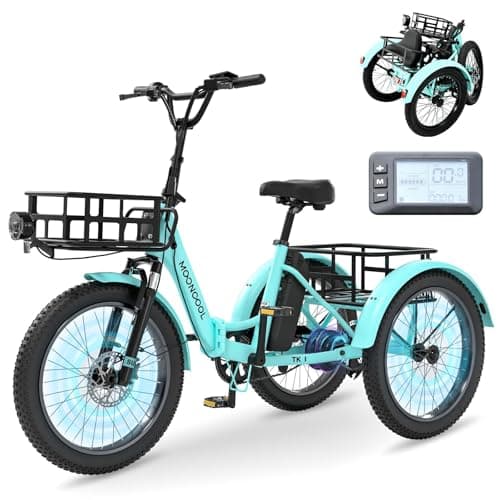 Image of MOONCOOL Folding Electric Bike for Adults, 20" Folding Electric Trike with 36V 20AH Removable Battery, 250W Motor Electric Bicycle, LCD-Display, IP65, 45NM E-Bikes with Large Baskets