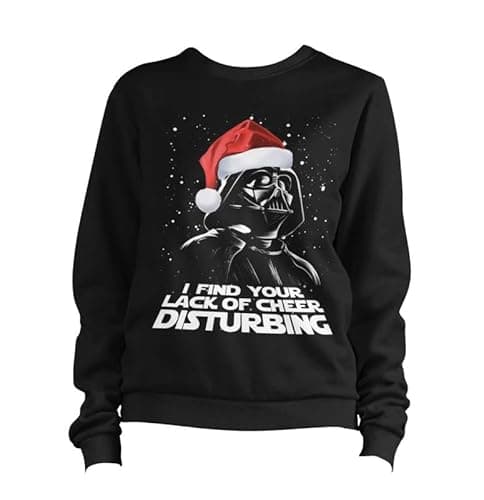 Image of BeringTees I Find Your Lack Of Cheer Disturbing Funny Sci-Fi Christmas Sweatshirt Jumper Festive Gift - L BLACK