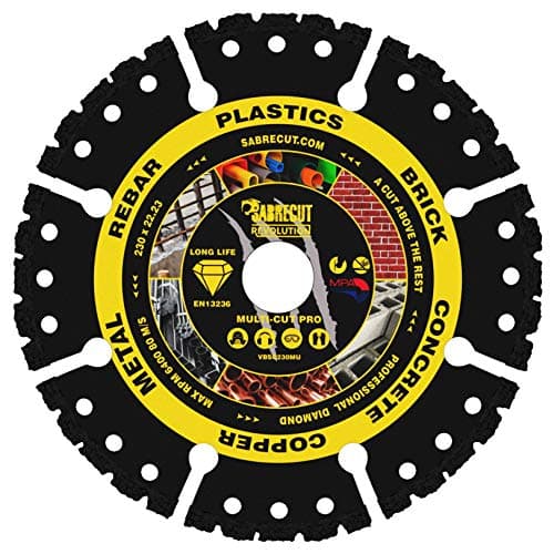 Image of 1 x SabreCut VBSC230MU 230mm (9 inch) x 22.23mm Bore Vacuum Brazed Multi Material Cutting Angle Grinder Circular Saw Diamond Disc Blade