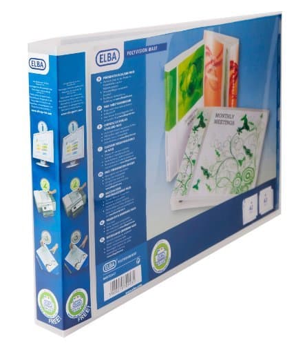 Image of Elba Polyvision Maxi 4D-Ring Presentation Binder A3 30mm Landscape Clear