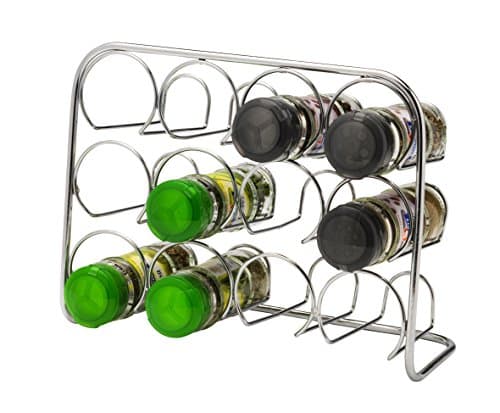 Image of CKB LTD Spice Rack - Chrome Storage Stand Kitchen Cooking Organiser - Metal Free Standing (12 Jar Capacity)
