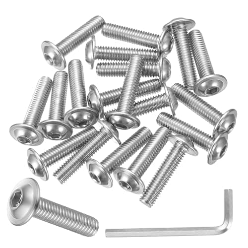 Image of 30 Pcs M6 Bolts Set, M6 x 25mm Screws Set, Flanged Button Head Screws, Stainless Steel Flat Head Hex Socket Cap Bolts Set, Furniture Bolt Kit with Hex Key