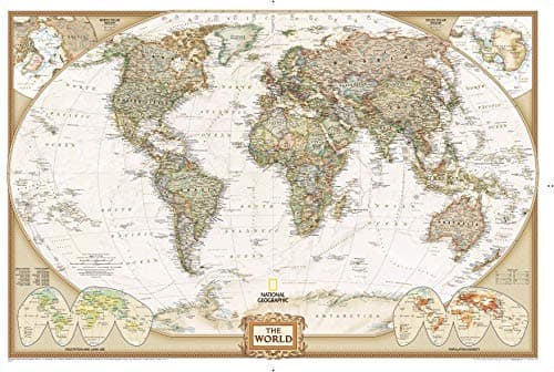 Image of National Geographic World Executive Wall Map - Antique Style - 36 x 24 inches - Art Quality Print