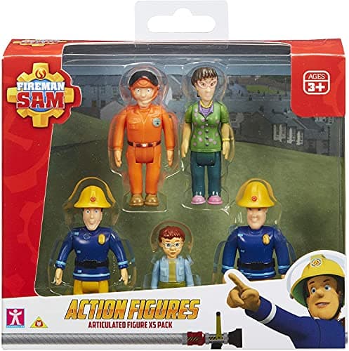 Image of Fireman Sam Action Figures 5-pack, scaled play preschool poseable figures, imaginative play