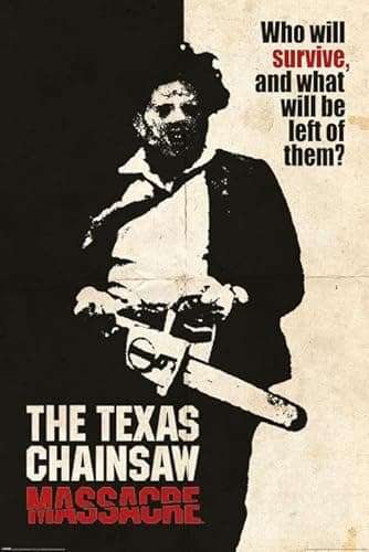 Image of Grindstore Laminated Texas Chainsaw Massacre Who Will Survive? Maxi Poster Large Wall Art Print, Wall Decor, Home Office Classroom Decoration, Gift Idea, Decorative Print 91.5x61cm