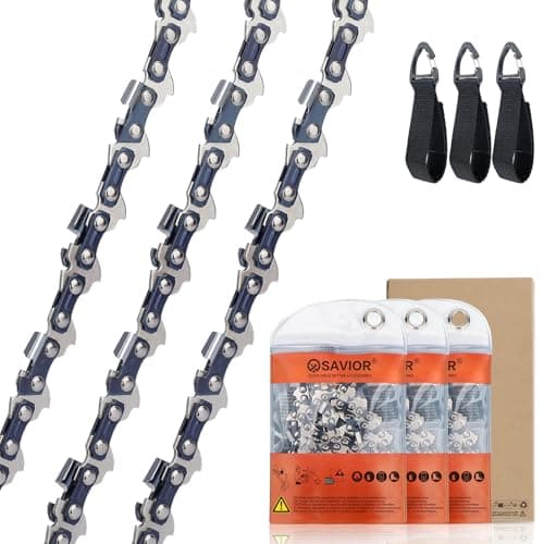 Image of Savior 3-Pack Chainsaw Chain for 14 Inch Bar, 52 Links, .050" Gauge, 3/8" LP, Low-Kickback Chains Compatible with Husqvarna X-Cut S93G, Hyundai, Makita, Einhell and More