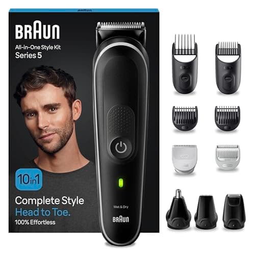 Image of Braun All-In-One Beard Care Body Groomer Set, 6-in-1 Beard Trimmer, Trimmer/Hair Clipper Men, Hair Clippers, Comb Attachments, 50 Min. wireless run time, gift man, MGK5440