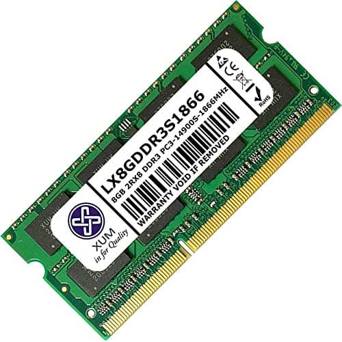 Image of XUM 8GB (1x8GB) DDR3 1866MHz PC3-14900 Non-ECC Unbuffered 1.5V CL11 204 Pin SODIMM Laptop Notebook Memory RAM