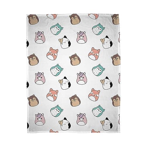 Image of Squishmallows Official Fleece Throw Blanket | Super Soft Warm White Throw, Chill Design | Perfect For Home, Bedroom, Sleepovers & Camping | Size 100 x 150cm