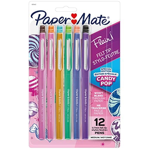 Image of Papermate Flair Felt Tip Pens Medium Tip 12-Pack (Blister) Candy Pop Colors