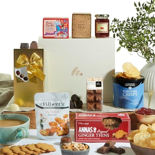 Image of Luxury Treats Hamper - Birthday Hampers Gift Basket for Women & Men - Gourmet Food Hamper with Indulgent Chocolates, Truffles, Biscuits, Tea & Sweet Snacks - Thank You & Celebration Gift