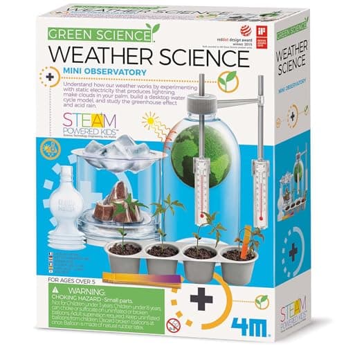 Image of 4M: Green Science - Weather Science - DIY Mini Observatory Kit, Static Electricity, Lightning-Cloud Formation, Build A Water Cycle Model, STEAM Kid 5+