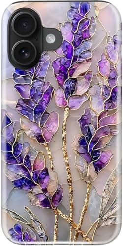 Image of ESDOT for iPhone 16 Plus Case Cute,Aesthetic Vintage Wildflower Hard Shell,Compatible with Magsafe,Trendy Western Floral Protective Slim Silicone Phone Cover for Women Girls,Purple Lavender
