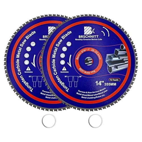 Image of 355MM Metal Cutting Circular Saw Blade - BRSCHNITT 2pcs Tungsten Carbide Tipped TCT Saw Blades for Iron, Iron Pipe, Ferrous Metals 72T Arbor:30/25.4MM