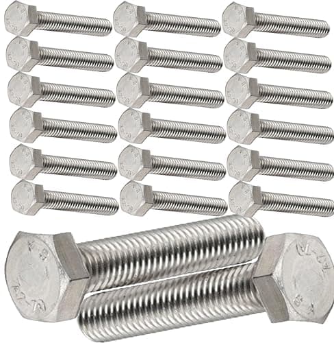 Image of M5 x 20mm Hex Head Bolts Fully Threaded – A2 304 Stainless Steel Hexagon Set Screws DIN 933 Metric Fasteners for General Engineering, Construction & DIY (Pack of 20)