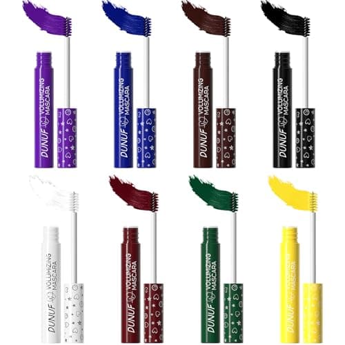 Image of FantasyDay Smudge-Proof Colorful Mascara Set Liquid Lash Extensions Cosmetics, 8 Pcs Washable Volumizing Lengthening Defining Curling No Clumping Mascara Premium Xmas Eye Makeup Gift Set