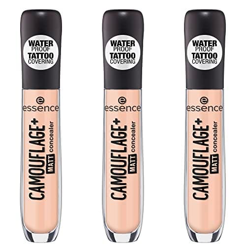 Image of essence CAMOUFLAGE+ MATT concealer, concealer stick, tattoo cover, 23 warm sand, nude, mattifying, matt, oil-free, waterproof, alcohol-free, pack of 3 (3 x 5ml)