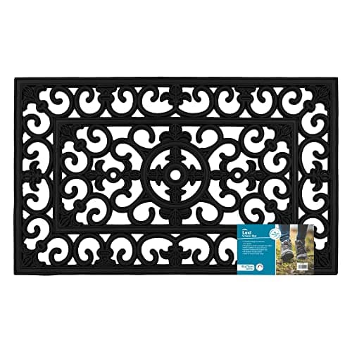Image of JVL Lexi Wrought Iron Effect Rubber Doormat, 45x75cm