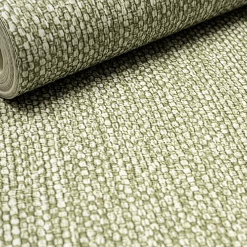 Image of SOPHIE LAURENCE Plain Green Linen-Effect Wallpaper – Smooth Vinyl Roll for Lounge, Study & Dining Feature Wall (53 cm × 10.05 m)