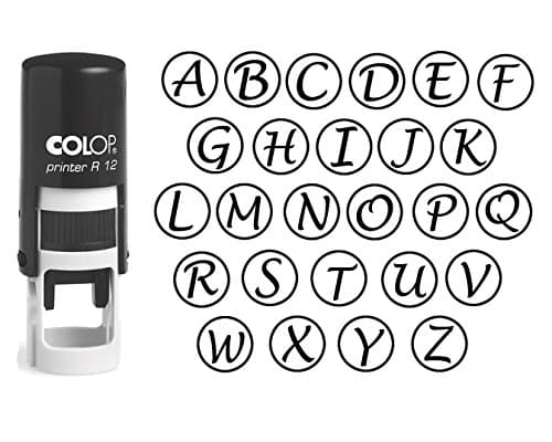 Image of COLOP Mini Stamper - Custom Alphabet Stamp in Black Ink, Round Rubber Self Inking Initial Stamp, 12 mm