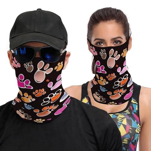 Image of QMNALP Neck Gaiters for Men Women Motorcycle Windproof Face Cover Cute Personalized Winter Ski Mask Women Uv Face Pawful Paws Print Printed Mask Outdoor Sport