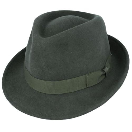 Image of Novella Noori Unisex Wool Trilby Hat - Handmade, Crushable, and Water Repellent Fedora Hats with Structured Fit - Quality Wool Felt Fedora Hat for Men and Women with Narrow Brim - (Green, S)