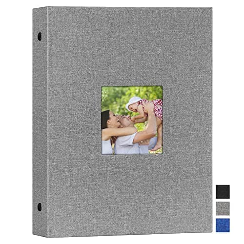 Image of Benjia Photo Album A4 Portrati 100 Pocket, Linen Slip in Top Loading Photo Ablums holds 100 Vertical A4 Pictures Grey
