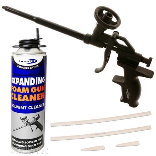 Image of PTFE Teflon Coated Expanding Foam Gun & 500ml Solvent Cleaner Heavy Duty Contractor