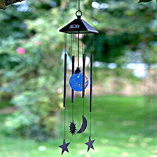 Image of Garden Mile Star and Moon Solar Wind Chimes For Garden Windchimes Lights Solar Powered Wind Chimes For Gardens Light Hanging Lights Outdoor Gardens Hanging Solar Ornaments