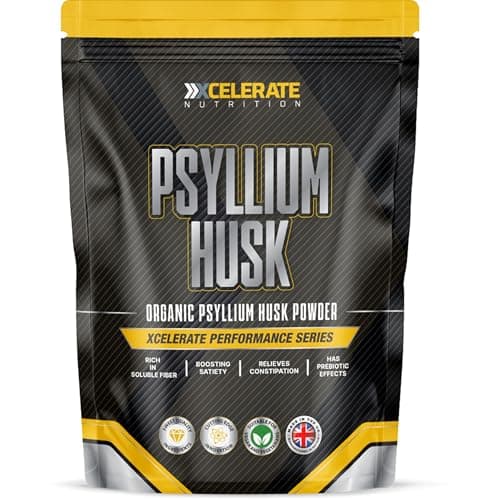 Image of Psyllium Husk Powder - High in Soluble Fibre, Prebiotic Effects - Pure, No Pesticides, Gluten Free, Vegan, GMO Free by XCelerate Nutrition (100g)