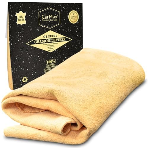 Image of CarMax Premium Quality Natural Chamois, Car Leather Large - Perfect for Drying Cars, Glass, Mirrors, Interior & Exterior, Super Soft and Highly Absorbent