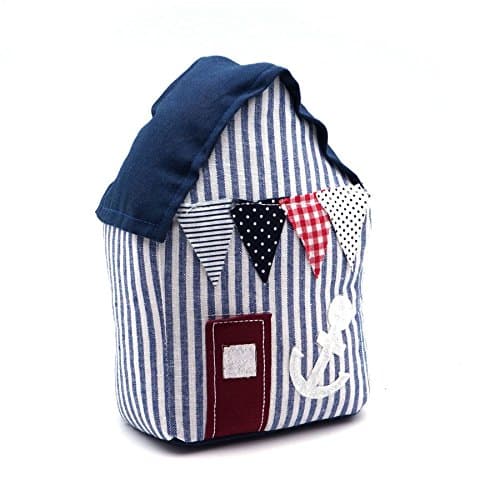 Image of Nicola Spring Home Interior Doorstop - Blue Beach Hut Shaped Door Stop