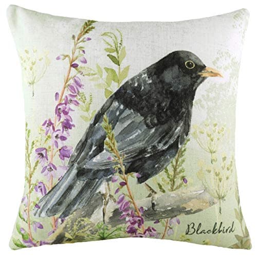 Image of Evans Lichfield Blackbird Polyester Filled Cushion, Multi, 43 x 43cm