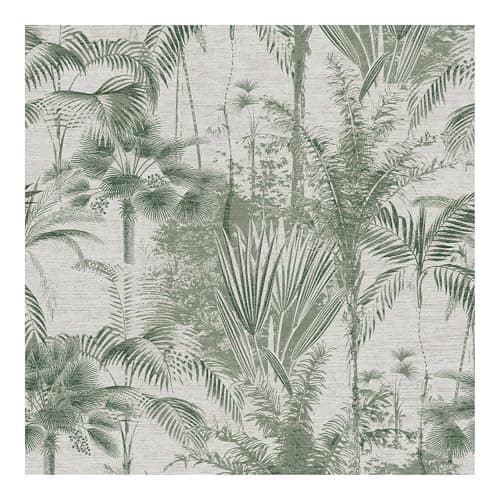 Image of Sublime Jungle Texture Floral Green Wallpaper - Paste The Wall - Green Wallpaper - Contemporary Jungle Palms & Trees Textured Vinyl Design - Feature or 4 Wall Design - Suitable for Any Room