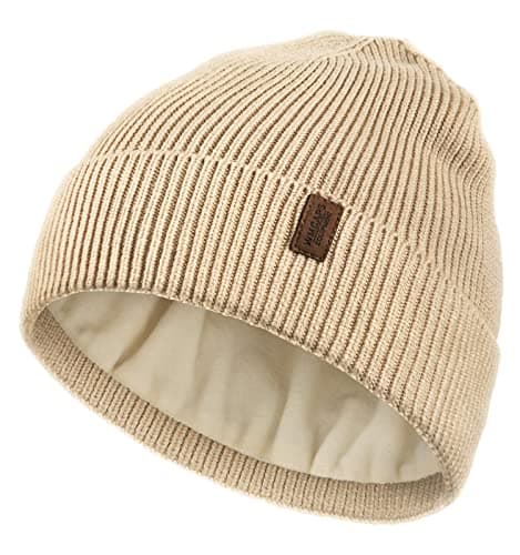 Image of Wmcaps Beanie for Men, Stretchy Soft Cuffed Wooly Beanie with Thick Warm Lining, Unisex Classic Winter Hat (Light Cream Yellow)