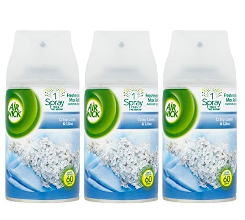 Image of Air Wick Freshmatic Refill, Crisp Linen & Lilac, Pack 3 x 250ml, Infused with natural essential oils, Last up to 210 days, Air freshener